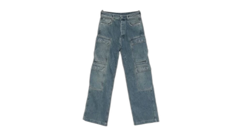 Rick Owens Drkshdw Pantaloni In Denim Double Cargo Jeans Washed Indigo